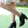Cut Out Mesh Sandals High Block Heels Peep Toe Summer Ankle Boots
