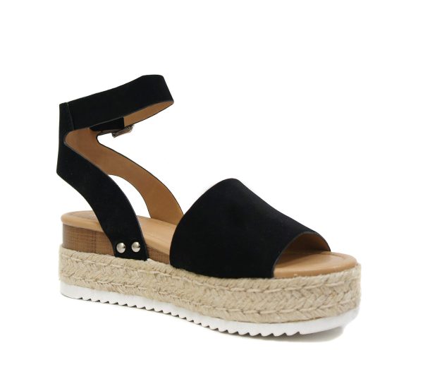Topic Open Toe Buckle Ankle Strap Espadrilles Flatform Wedge Casual Sandal