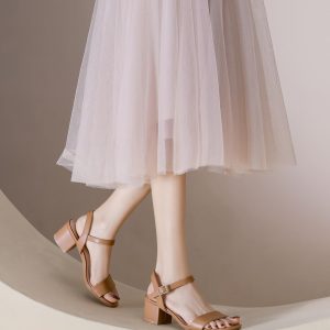Women's Open Toe Ankle Strap Glitter Low Block Chunky Heels Sandals Dress Pumps Shoes