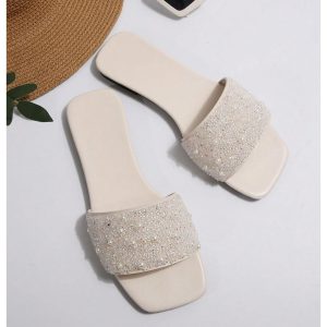 Glitter Sandals Sparkly Sandals Casual Rhinestone Slides Bling Open Toe Sandals