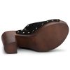 Women's Open Toe Platform Block Heel Slides Sandals