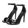 High Heeled Sandals for Women One Strap Heels with Square Open Toe 4 Inch Stiletto Ankle Strap Shoes Elegant Sexy Dress Wedding