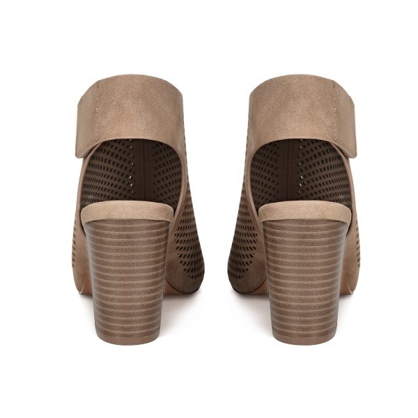Peep Toe Booties Women, Ankle Booties Skeleton Boots Hook & Loop Strap Mid Block Heel Sandals for Women
