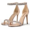 Women's Rhinestone Open Toe Stiletto Heeled Sandals Elegant Ankle Strap Wedding High Heels Sexy Dressy Shoes