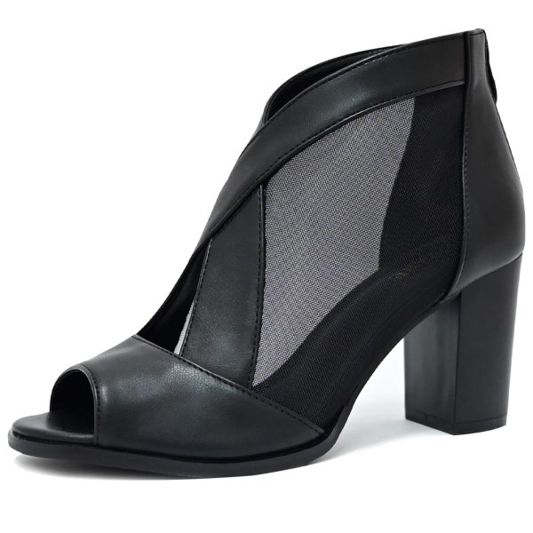 Cut Out Mesh Sandals High Block Heels Peep Toe Summer Ankle Boots