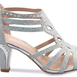 Women's Open Toe Strappy Rhinestone Dress Sandal Low Heel Wedding Shoes White Glitter - adorable, comfortable