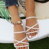 Women's Criss Cross Strappy Flat Sandals Open Toe Leather Slippers Beach Sandals