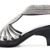 Women's Open Toe Strappy Rhinestone Dress Sandal Low Heel Wedding Shoes