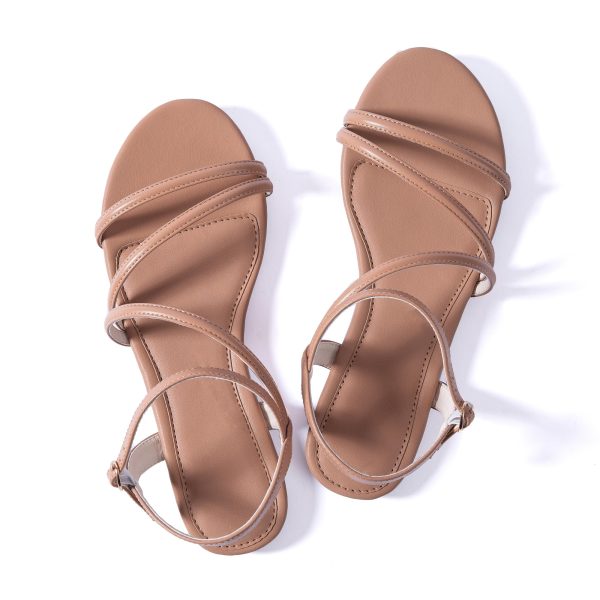 Women Flat Sandals Dressy Strappy Gladiator Summer Ankle Strap Nude Open Toe Comfortable Wedding Casual Leather Ladies Party