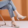 Women's Dressy Rhinestone Low Kitten Heel Ankle Strap Open Toe Sandals Dress Shoes Pump Sandals for Wedding Party Evening