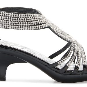 Women's Open Toe Strappy Rhinestone Dress Sandal Low Heel Wedding Shoes