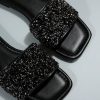 Women's Rhinestone Sandals Glitter Casual Sandal Flats Open Toe Sparkle Slides