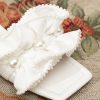 Women's Ruffle Pearl Sandals Square Toe Slip on Slides Summer Slippers