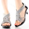 Women's Open Toe Strappy Rhinestone Dress Sandal Low Heel Wedding Shoes