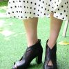 Cut Out Mesh Sandals High Block Heels Peep Toe Summer Ankle Boots