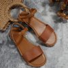 Women's One Band Ankle Strap Flat Sandals Open Toe Walking Shoes