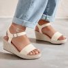 Women's Wide Width Wedge Sandals, Ankle Strap Open Toe Platform Espadrille Wedge Pump Heel Women's Sandals Concise Casual Summer