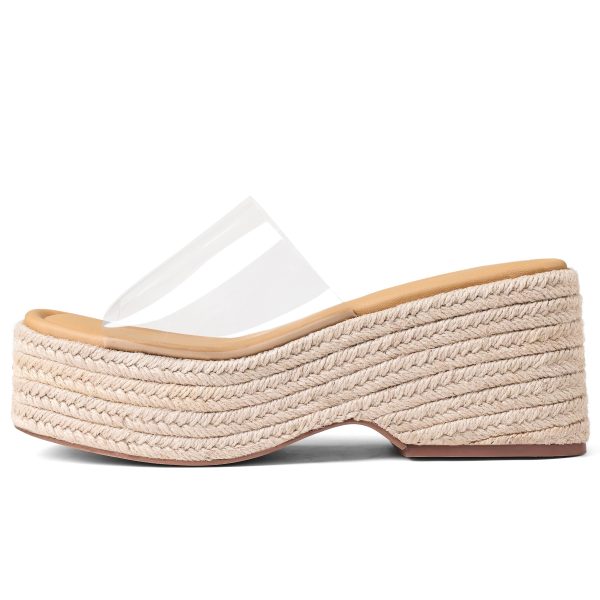 Platform Slip on Espadrille Sandals for Women Wedges Slides Bohemia Sandals Flatform Open Toe Beach Sandals