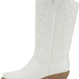 RENO ~ Women Western Cowboy Stitched Pointe Toe Low Heel Ankle Mid Shaft Fashion Boots