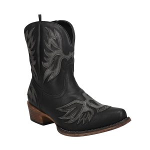 Womens Amelia Tooled Inlay Snip Toe Casual Boots Ankle Low Heel 1-2" - Brown