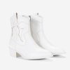 Women's 9816 Cowboy Boots Ankle Western Short Cowgirl Embroidered Round Toe Low Heel Booties with Side Zipper
