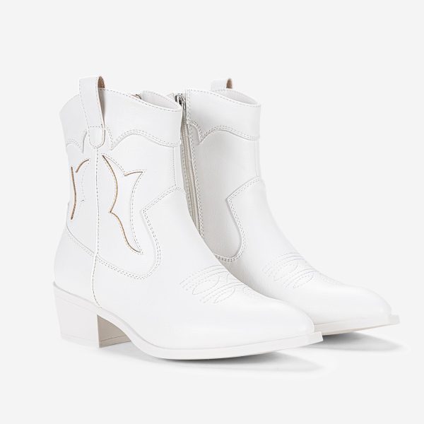 Women's 9816 Cowboy Boots Ankle Western Short Cowgirl Embroidered Round Toe Low Heel Booties with Side Zipper