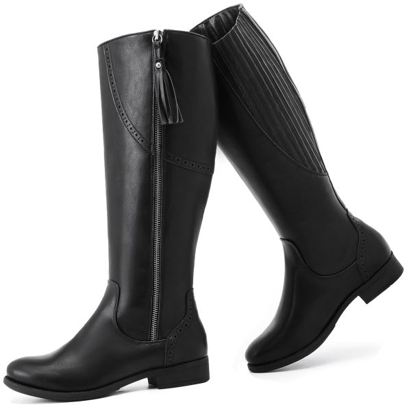Women's Knee High Boots - Stylish and Comfortable Round Toe Low Heel Riding Combat Tall Boots with Side Zipper Closure for Fall