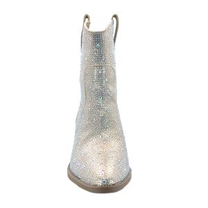 Women Western Cowgirl Cowboy Pointed Toe Rhinestone Ankle Booties