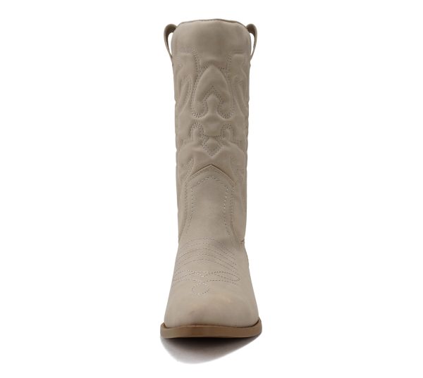 Red Reno Western Cowboy Pointed Toe Knee High Pull On Tabs Boots All-White