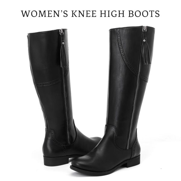 Women's Knee High Boots - Stylish and Comfortable Round Toe Low Heel Riding Combat Tall Boots with Side Zipper Closure for Fall