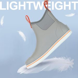 Men's Deck Boots Waterproof Ankle Rubber Rain Boots for Boating Sailing Fishing
