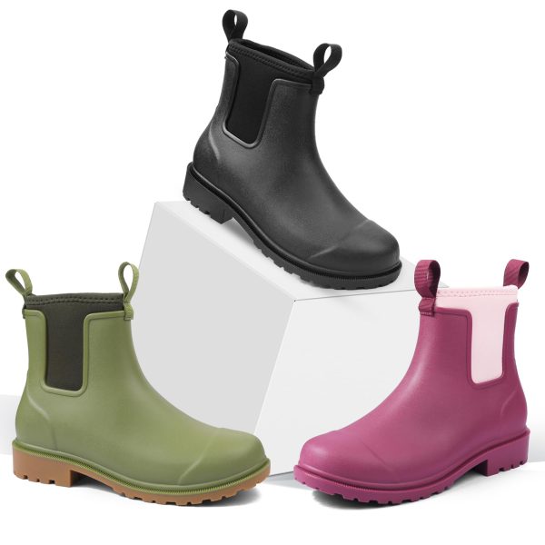 Women's Deck Boots Waterproof Ankle Rain Boots Non-Slip Rubber Fishing Boot Outdoor Work Shoes for Boating Gardening Farming