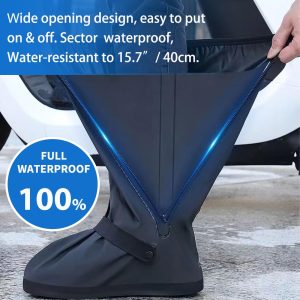 Waterproof Shoe Covers for Rain, Outdoor Cycling Non-Slip Rain Boots Covers Foldable Reusable Overshoes with Reflector for Women