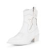 Women's 9816 Cowboy Boots Ankle Western Short Cowgirl Embroidered Round Toe Low Heel Booties with Side Zipper