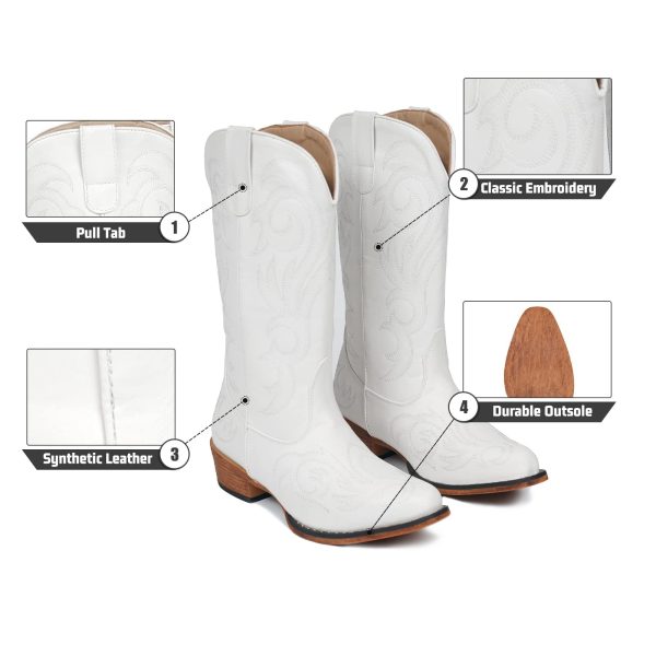 Cowboy Boots For Women Mid Calf Cowgirl Boots Pointy Toe Western Boot