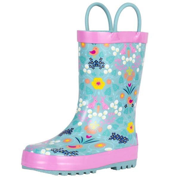 Toddler Rain Boots, Kids Rain Boots Waterproof Rubber Boots for Girls and Boys with Fun Patterns and Easy-On Handles