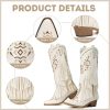 Cowboy Boots for Women - Fringe Knee High Cowgirl Boots with Classic Embroidery, Pointed Toe Pull on Retro Design, Perfect for