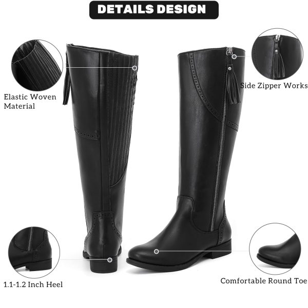 Women's Knee High Boots - Stylish and Comfortable Round Toe Low Heel Riding Combat Tall Boots with Side Zipper Closure for Fall