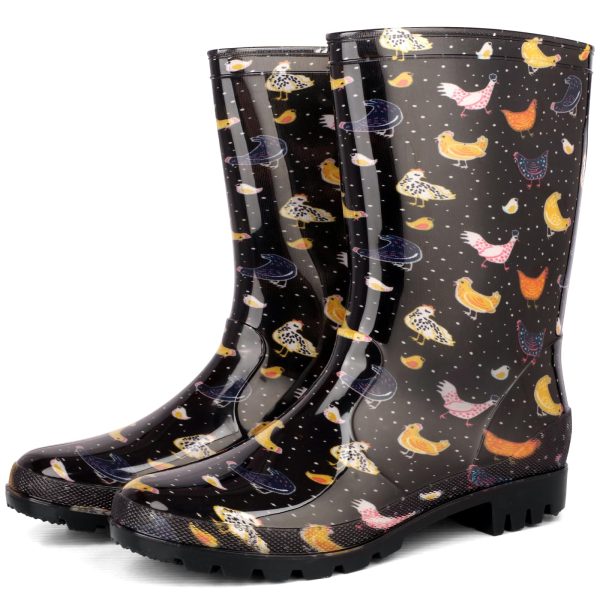 Women's Mid-calf Rain Boots Waterproof Non-slip for Gardens,Fishing,Farm,Outdoor Work Boots