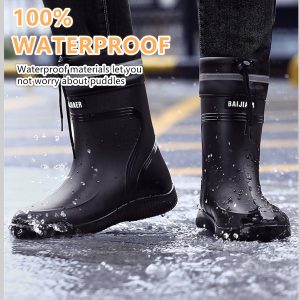 Rain Boots for Men Waterproof Mens Mid-Calf with PVC Rubber Boots Mens Mud Boots, Garden Boots Comfort Lightweight Gardening