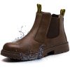 Waterproof Steel Toe Boots For Men-6 Inch Leather Slip On Safety Work Boots Mens Steel Toe Shoes Indestructible Non Slip
