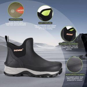 Men's Rubber Boots Waterproof Rain Footwear Durable Short Hunting Boots for Mud Gardening Yard and Chore Working