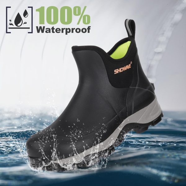 Men's Rubber Boots Waterproof Rain Footwear Durable Short Hunting Boots for Mud Gardening Yard and Chore Working