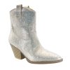 Women Western Cowgirl Cowboy Pointed Toe Rhinestone Ankle Booties