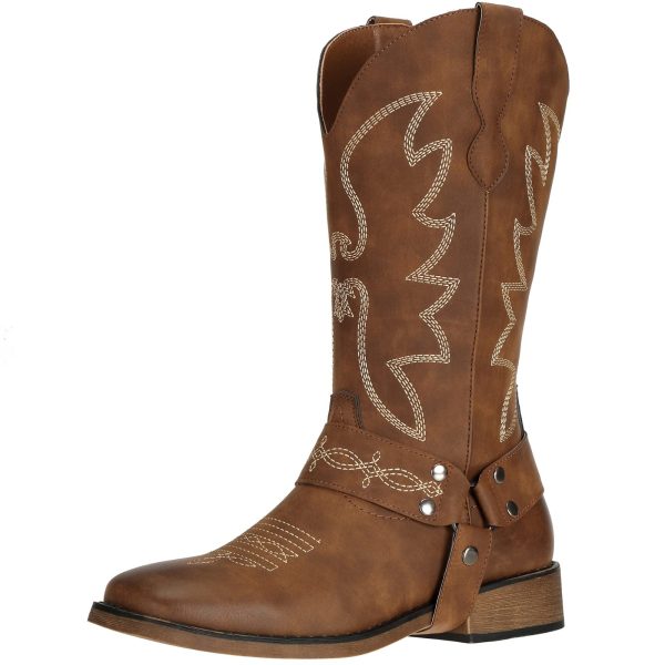 Womens Square Toe Cowgirl Cowboy Boots Wide Calf Fashion Western Shoes