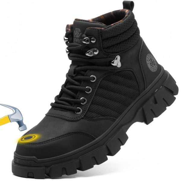 Waterproof Steel Toe Boots For Men-6 Inch Comfortable Mens Safety Work Boots Indestructible Steel Toe Shoes Lightweight Non Slip