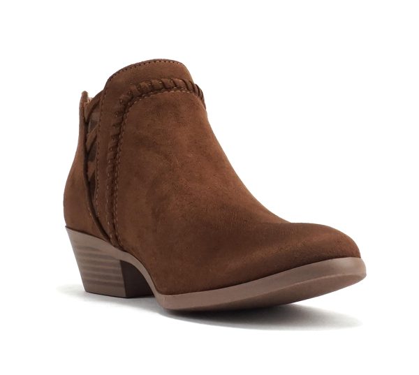 Sincere Women's Low Ankle Heel Bootie with Elastic Cross Straps
