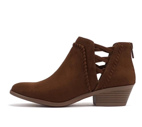 Sincere Women's Low Ankle Heel Bootie with Elastic Cross Straps