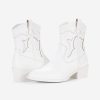 Women's 9816 Cowboy Boots Ankle Western Short Cowgirl Embroidered Round Toe Low Heel Booties with Side Zipper
