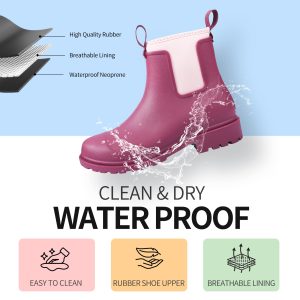 Women's Deck Boots Waterproof Ankle Rain Boots Non-Slip Rubber Fishing Boot Outdoor Work Shoes for Boating Gardening Farming